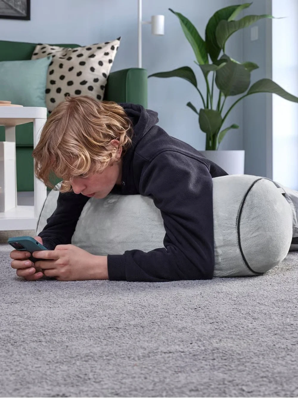 IKEA BLÅSKATA Big Size Cushion – Cylinder Shaped, Light Gray